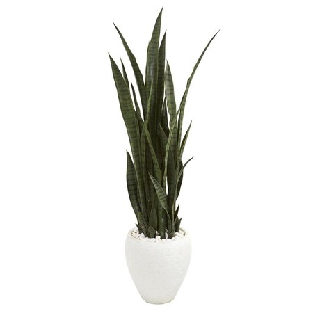 NEARLY NATURALS 51 in. Sansevieria Artificial Plant in White Planter 9432